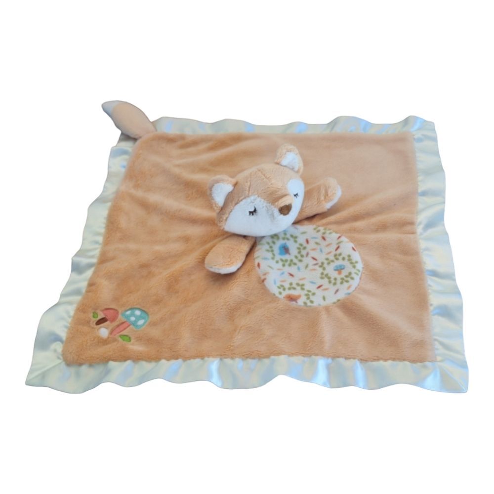 Douglas Baby Fox Lovey Security Blanket Woodland Critters Mushrooms Satin Trim - Picture 4 of 10